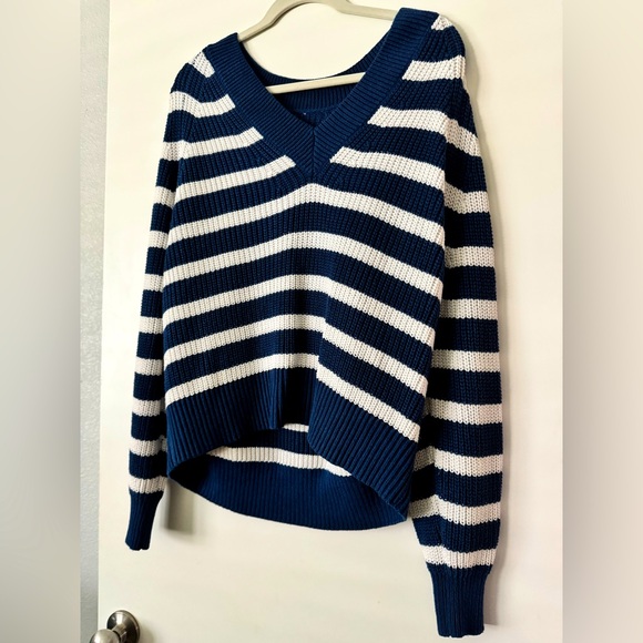 A New Day Navy and White Striped Sweater - Picture 1 of 7